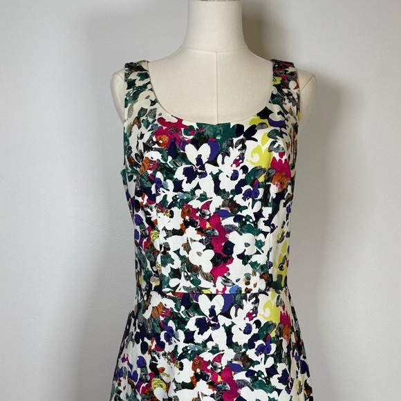 Ann Taylor Floral Sleeveless Cotton Sheath Dress Midi Length Women’s Size 6T - Picture 6 of 11